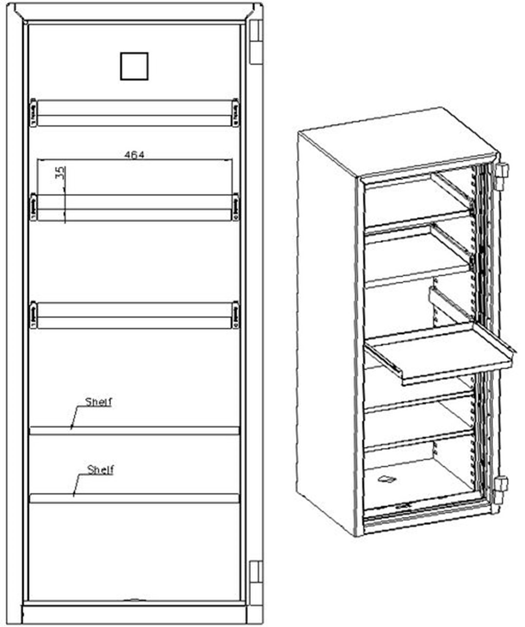Pull-out shelves, model 2