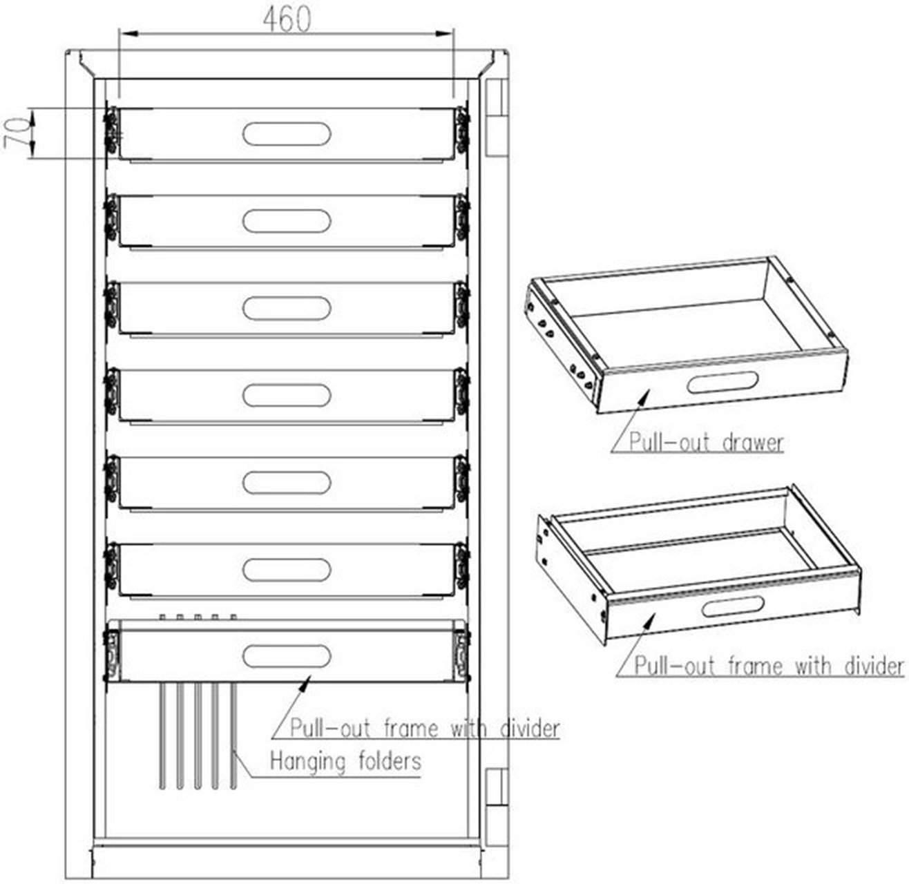 Pull-out drawers, model 6